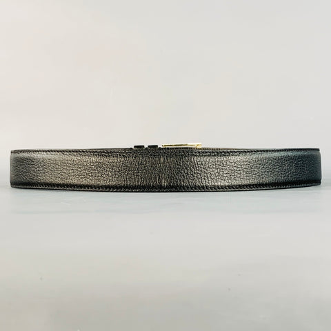 Ceinture TOM FORD en cuir grainé noir et argent, taille 36