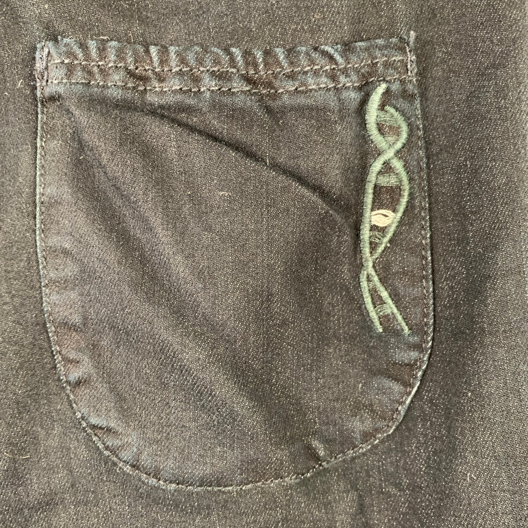 GENETIC DENIM Size M The Benji Black Overdyed Indigo Rayon Cotton Drawstring Casual Pants