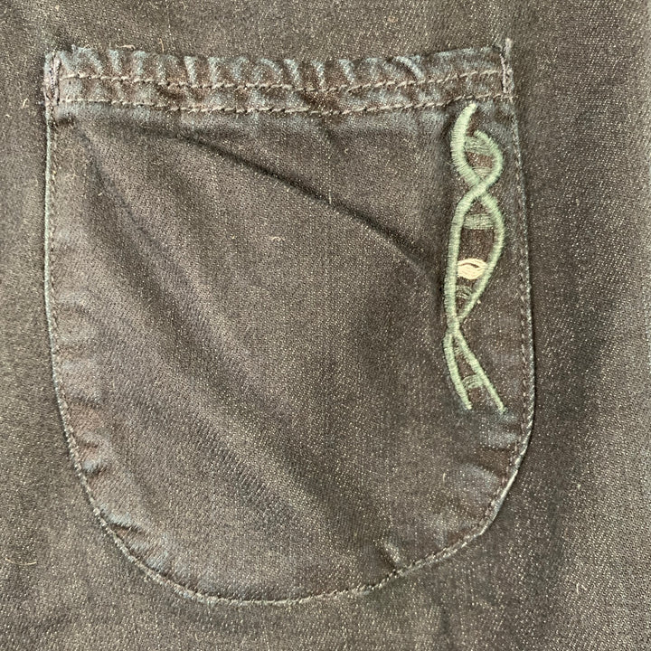 GENETIC DENIM Size M The Benji Black Overdyed Indigo Rayon Cotton Drawstring Casual Pants