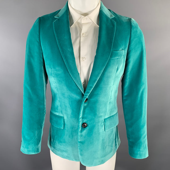 PAUL SMITH Size 38 Teal Polyester Notch Lapel Sport Coat