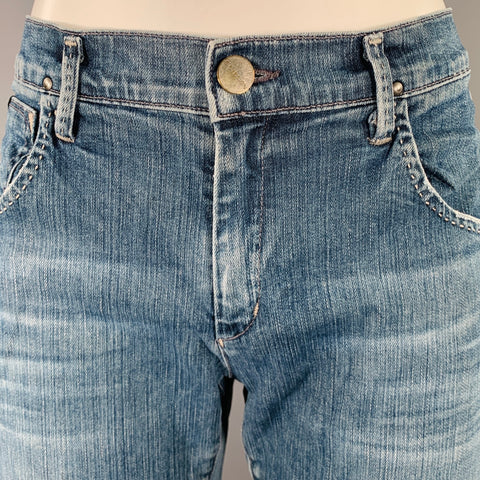 GOLDSIGN Size 27 Blue Cotton Blend Distressed Jeans