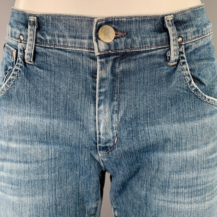 GOLDSIGN Size 27 Blue Cotton Blend Distressed Jeans