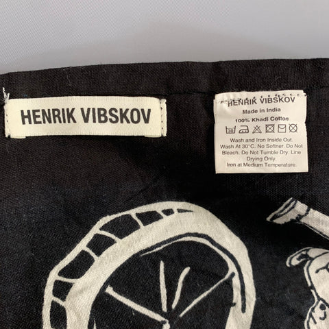 HENRIK VIBSKOV Black White Abstract Cotton Scarf