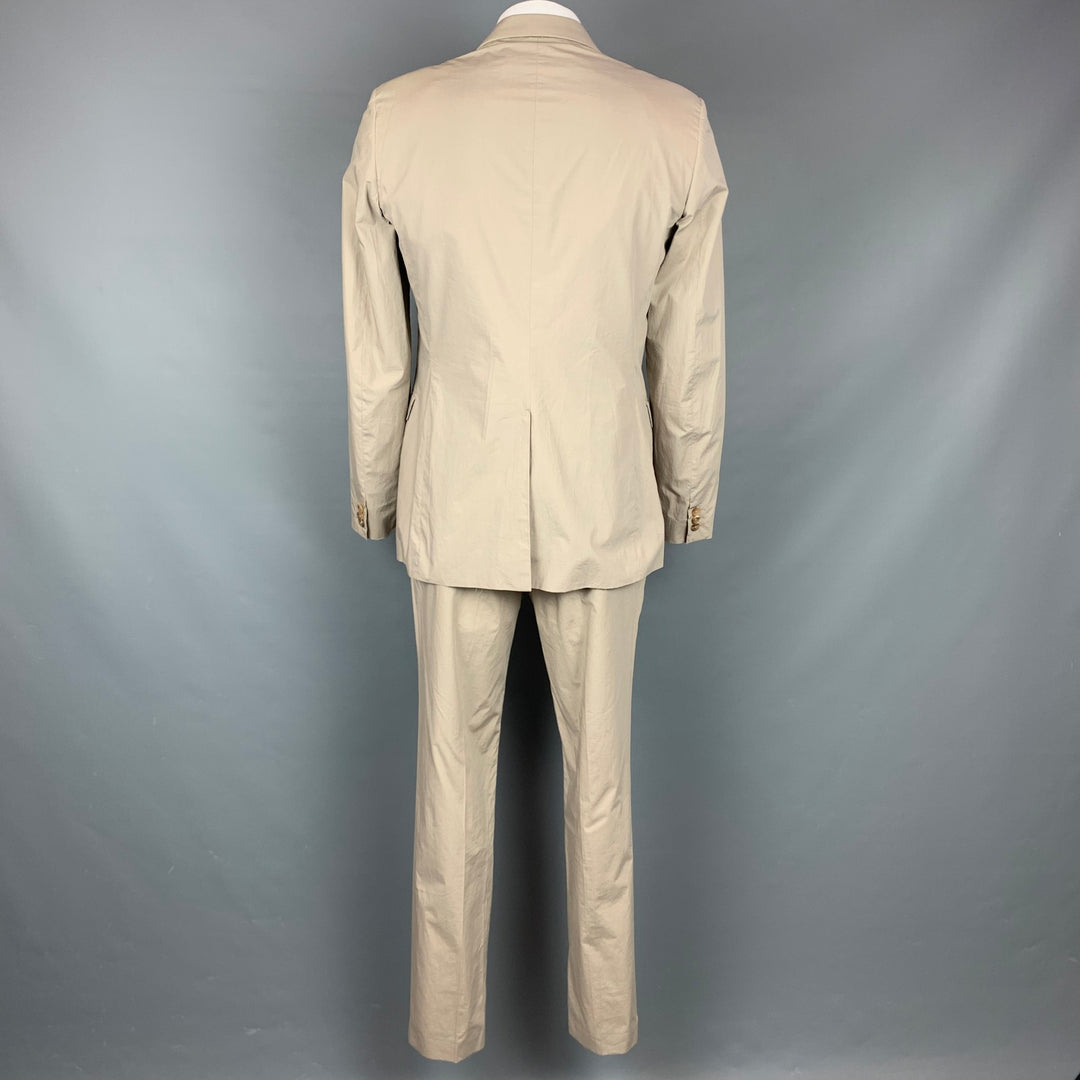 JIL SANDER Size 44 Khaki Cotton Notch Lapel Suit