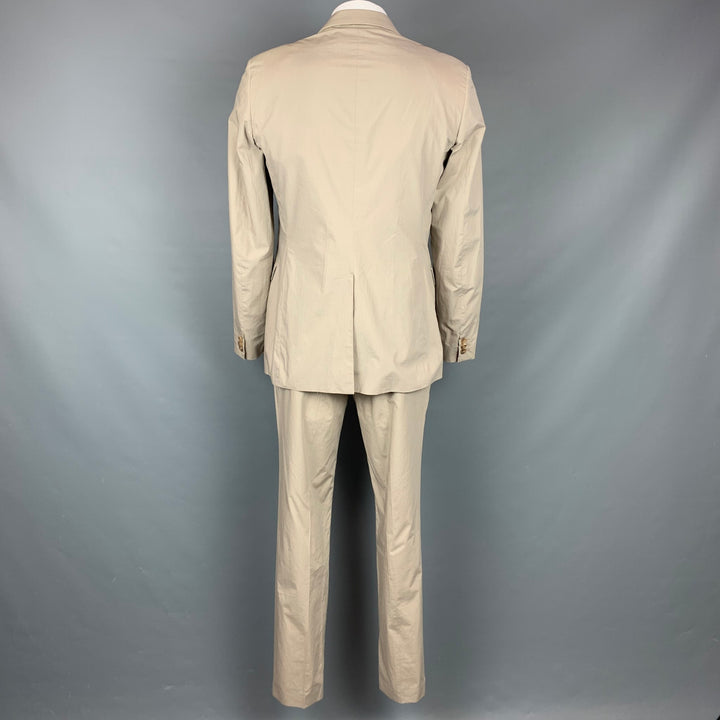 JIL SANDER Size 44 Khaki Cotton Notch Lapel Suit