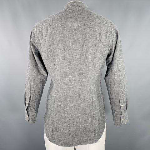 OFFICINE GENERALE Size L Grey Cotton One Pocket Long Sleeve Shirt