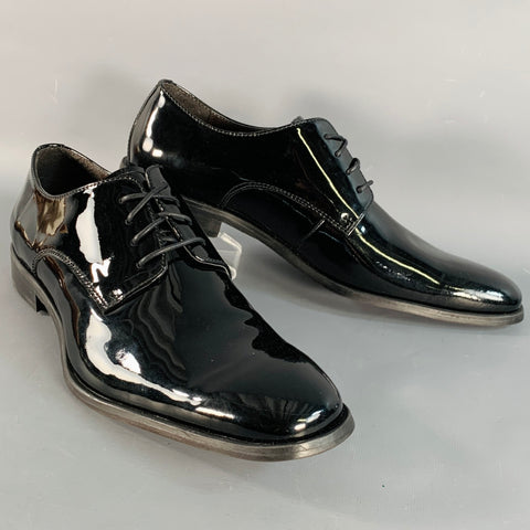 SAKS FIFTH AVENUE Size 8.5 Gibson Black Patent Leather Derby Lace-Up Shoes