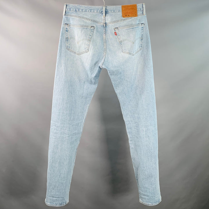 LEVI STRAUSS Size 33 Light Blue Cotton Blend Denim Straight Button Fly Jeans
