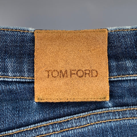 TOM FORD Size 30 Blue Cotton Blend Straight Button Fly Jeans