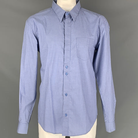 SERGIO DAVILA Size XXL Blue Plaid Cotton Button Up Long Sleeve Shirt