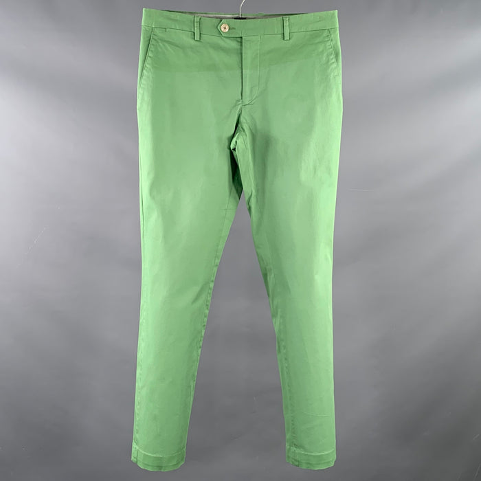 ETRO Size 30 Green Cotton Blend Zip Fly Dress Pants