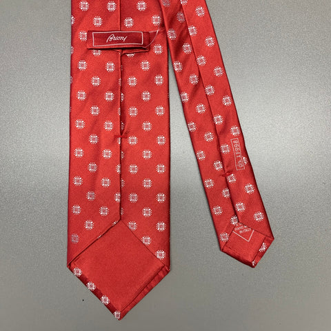 BRIONI Red White Floral Silk Tie