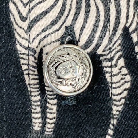 VERSACE JEANS COUTURE Size L Black Multi Color Zebra Oversized Short Sleeve Shirt