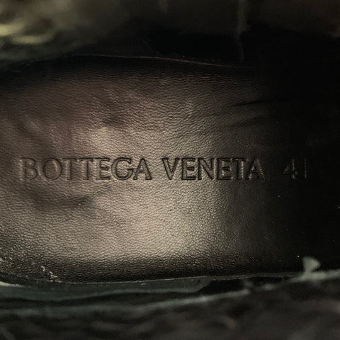 BOTTEGA VENETA Size 8 Black Mini Lido Weave Lug Woven Leather Side Zipper Boots