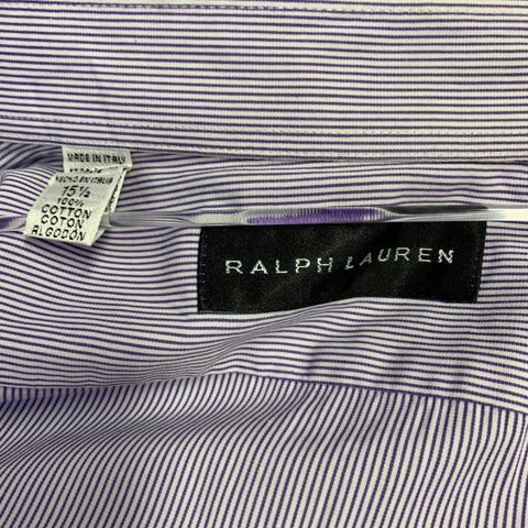 RALPH LAUREN Size M Purple White Stripe Cotton Curved Cutaway Long Sleeve Shirt