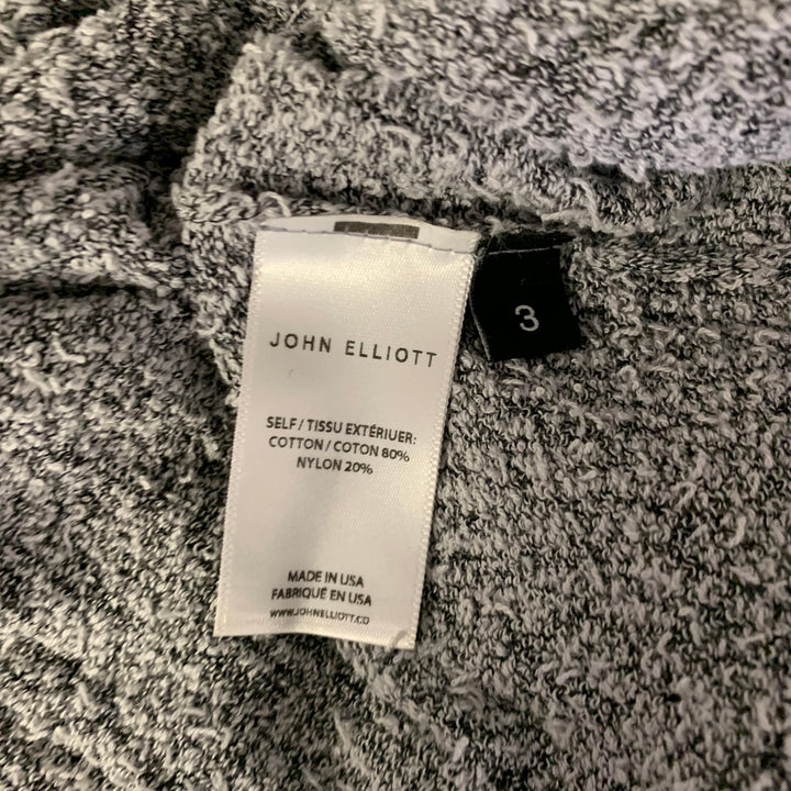 JOHN ELLIOTT Size L Grey Black Textured Cotton Nylon Boat Neck Pullover