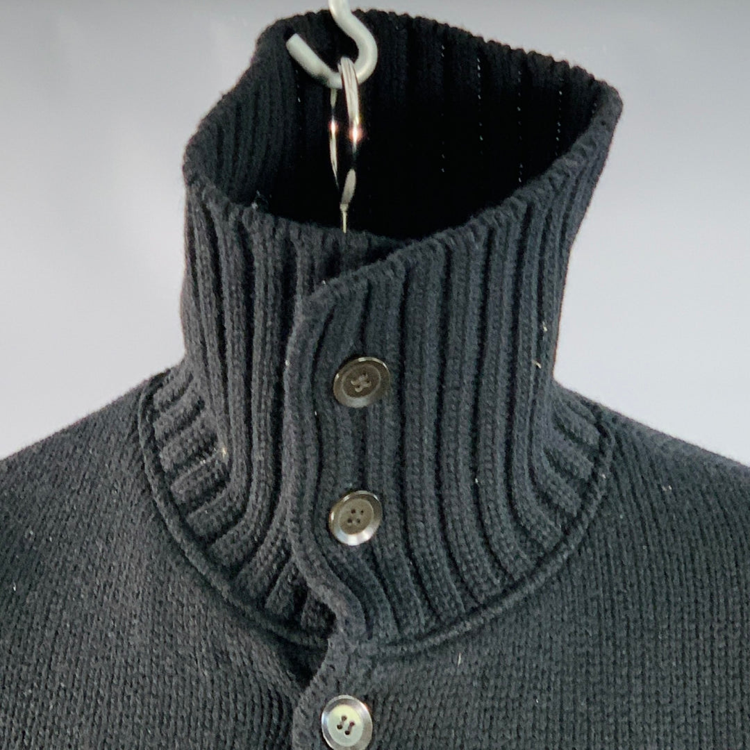 YOHJI YAMAMOTO Size XL Black Knit Wool Blend Long Coat
