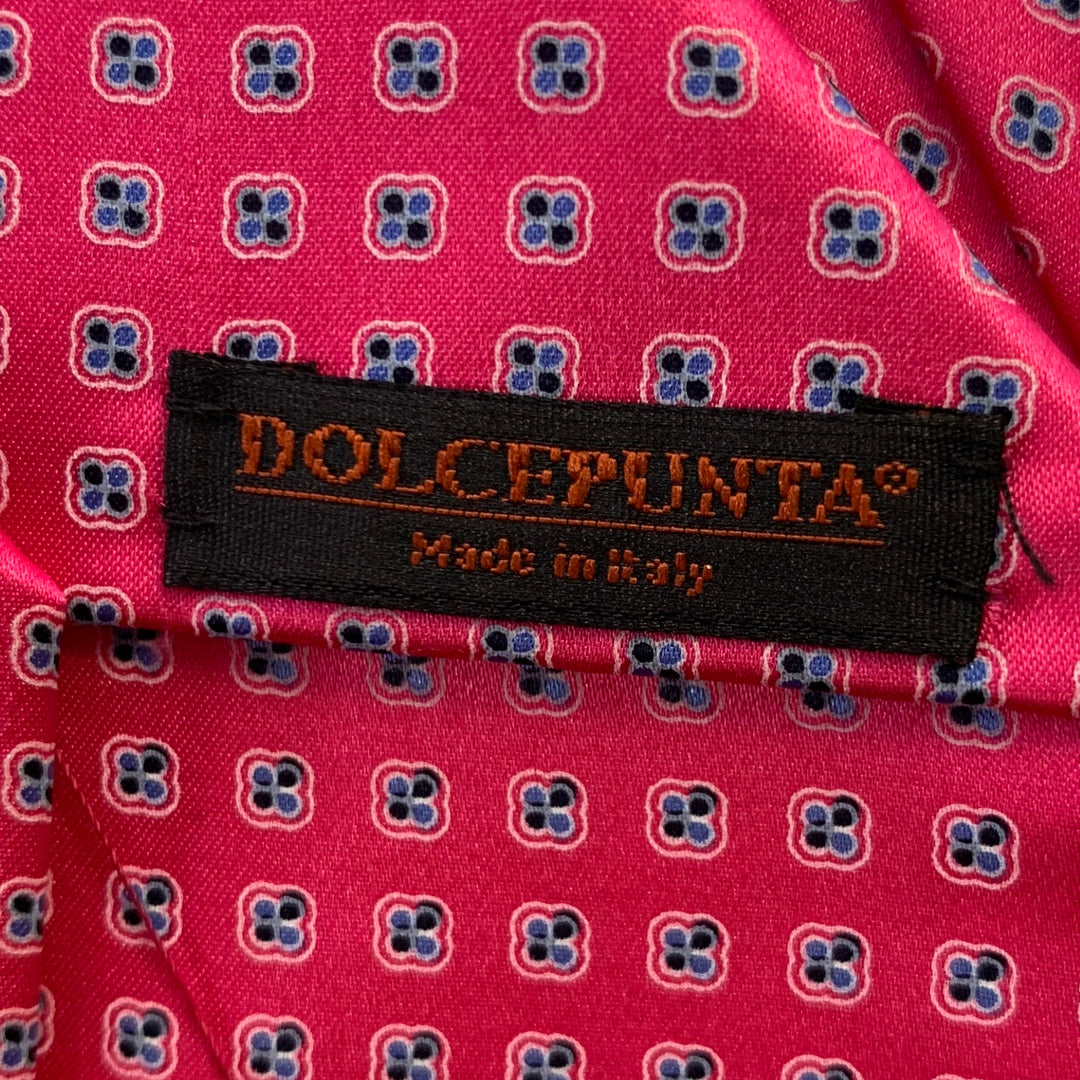 DOLCEPUNTA Pink Blue Polka Dot Silk Tie