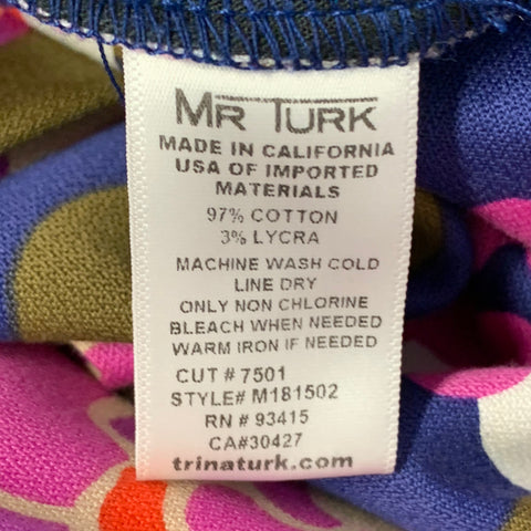 MR TURK Size 40 Pink Multi Color Floral Cotton Blend Notch Lapel Suit