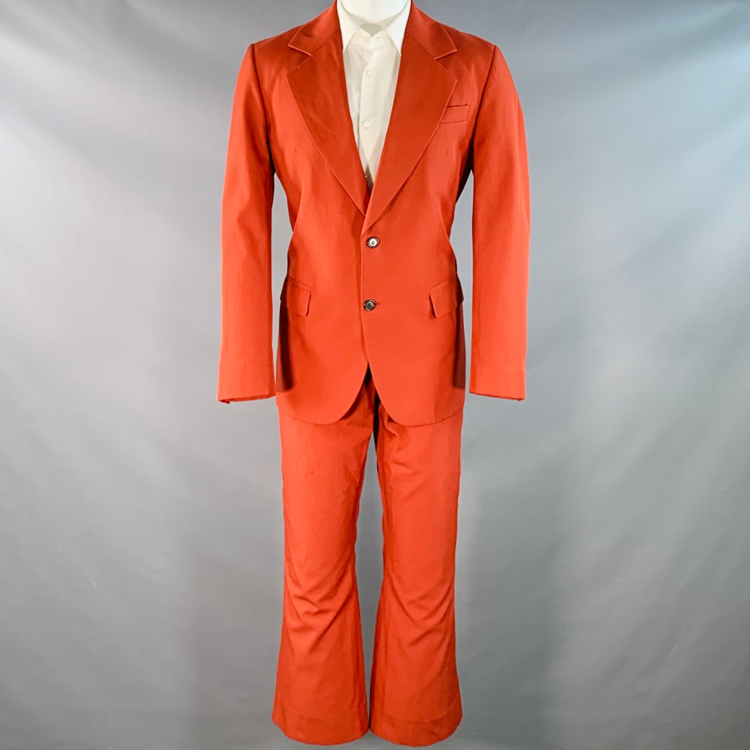 ACNE STUDIOS Size 34 Brick Polyester Cotton Twill Notch Lapel Wide Leg Suit