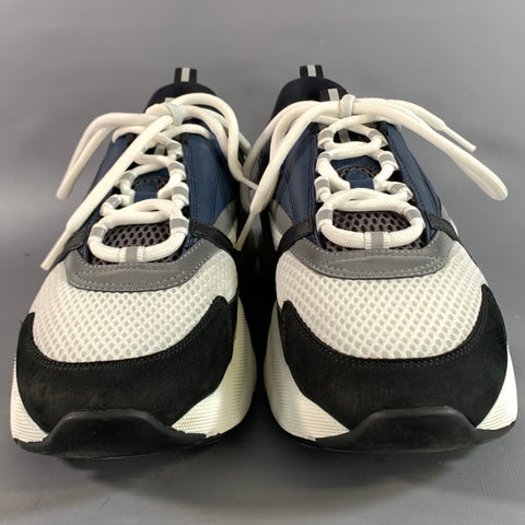 DIOR Size 10 Blue Multi Color Mixed Fabrics Low Top Lace Up Shoes