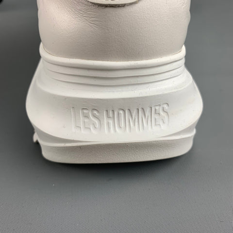 LES HOMMES Size 9.5 White Solid Leather Chunky heel Sneakers