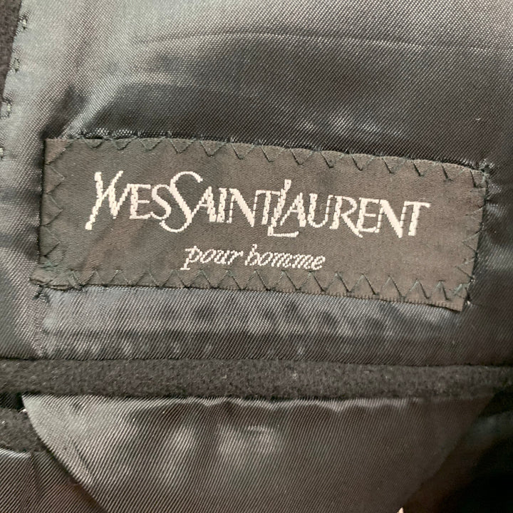 YVES SAINT LAURENT Size 42 Black Wool Blend Single Breasted Coat