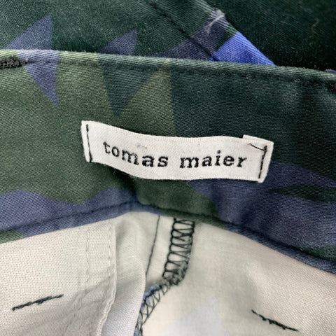 TOMAS MAIER 2018 Size 31 Blue Gray Leaf Print Cotton Pants