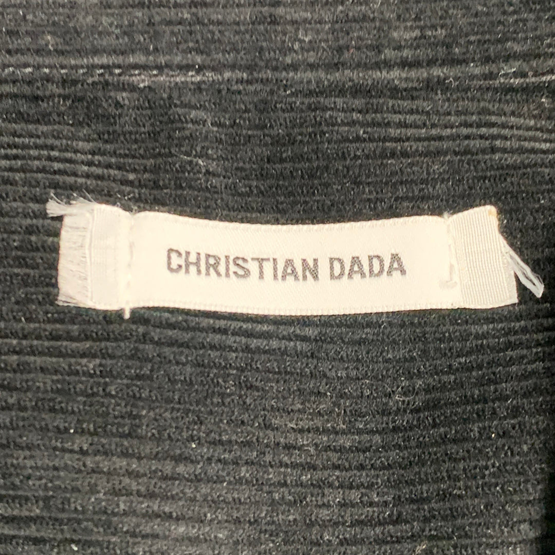 CHRISTIAN DADA Size XS Black Cotton Corduroy Oversized Longline Snaps Shirt