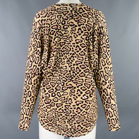 GIVENCHY Size 4 Beige Brown Viscose Blend Animal Print V-Neck Casual Top