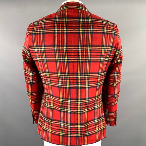 BROOKS BROTHERS Size 42 Red Tartan Wool Blend Sport Coat