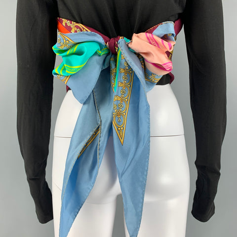 VERSACE Size 8 Black Multi-Color Viscose Elastane Long Sleeve Casual Top