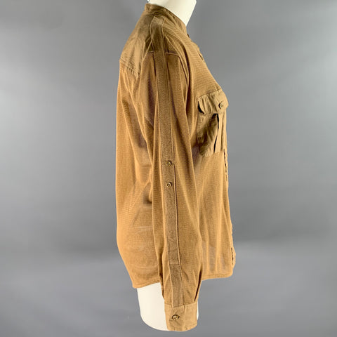 RALPH LAUREN Size S Khaki Brown Cotton Mesh Shirt