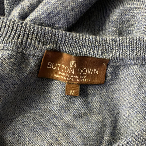 BUTTON DOWN Size M Blue Wool V Neck Pullover