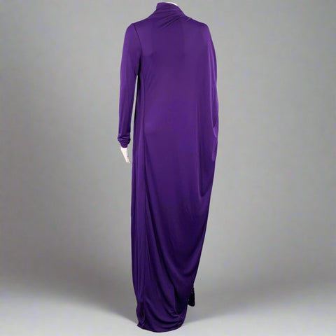 LANVIN Size 4 Purple Viscose Blend Long Sleeve Cocktail Dress