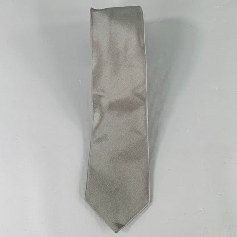 DONNA KARAN Grey Shimmer Silk Tie