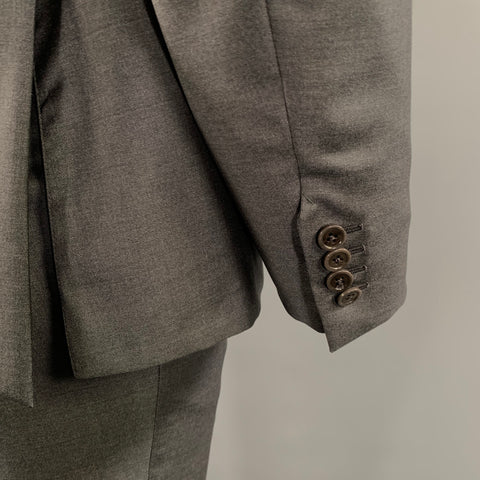 ERMENEGILDO ZEGNA Chest Size 40 Grey Heather Wool Notch Lapel 32 34 Suit