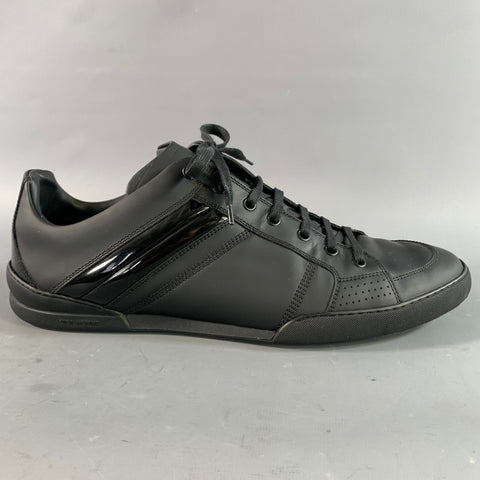 DIOR HOMME Size 12 Black Leather Low Top Sneakers