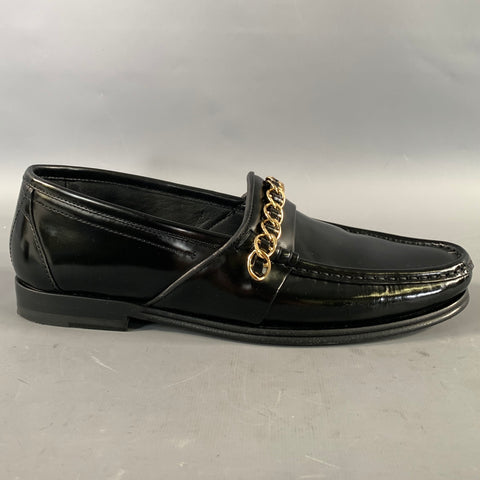 DOLCE & GABBANA Size 6 Black Gold Leather Slip On Loafers