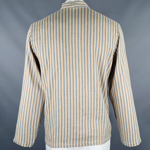 KAPITAL Size XL Beige Blue Stripe Linen Cotton Tie Jacket