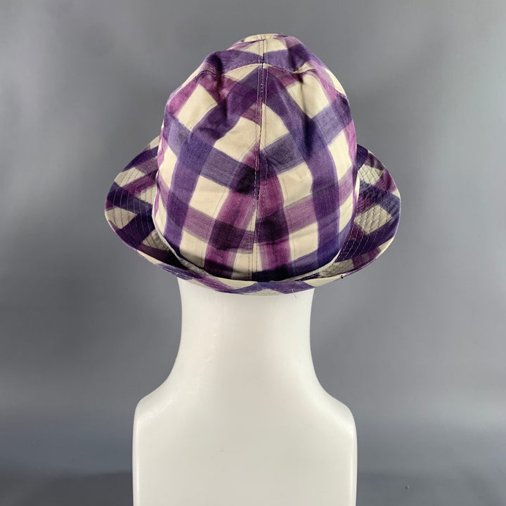 PAUL SMITH Size L Purple White Gingham Cotton Hats