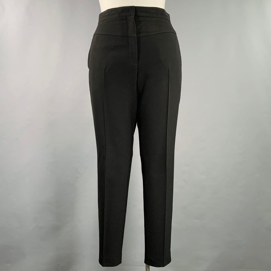 AKRIS Size 12 Black Polyester Blend Flat Front Dress Pants