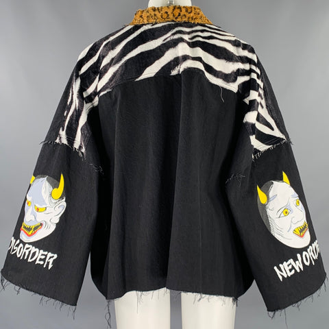 KIDILL Oversized Black Tan Mixed Materials Cotton Jacket