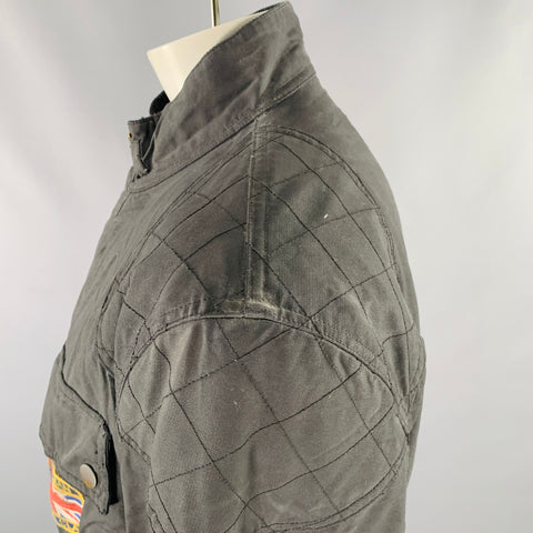 RUGBY Size XL Black Embellishment Coated Canvas Army Jacket