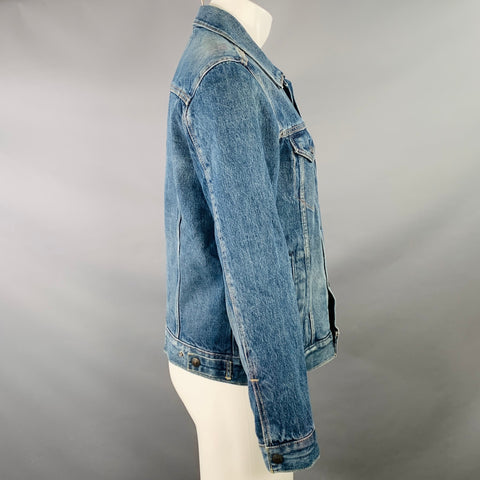 LEVI STRAUSS Size M Type III Blue Cotton Denim Blanket Lined Snaps Jacket