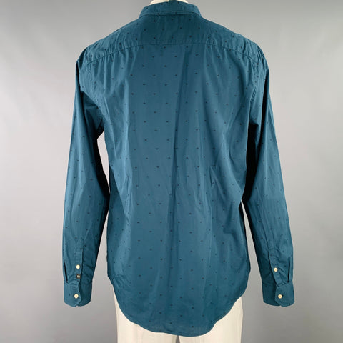 SCOTCH AND SODA Size XXL Blue Black Triangle Cotton One Pocket Long Sleeve Shirt