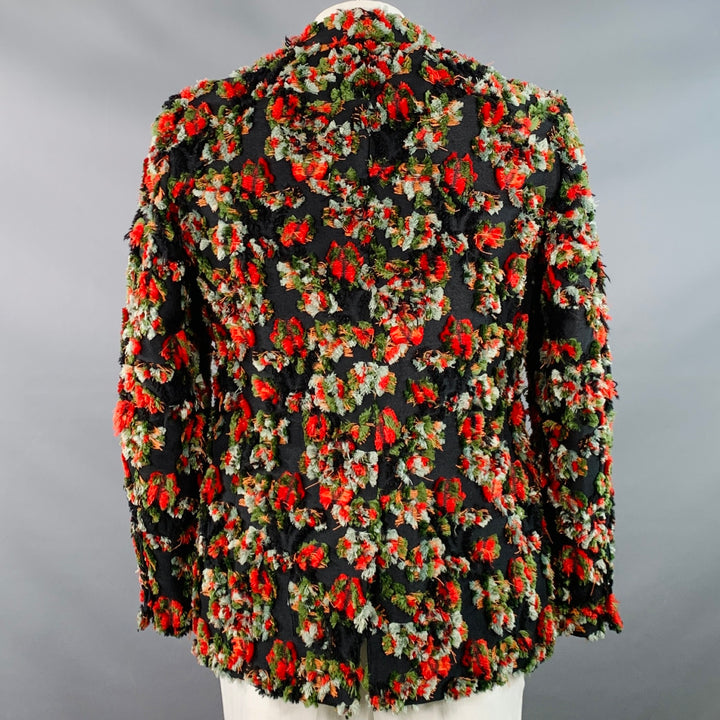 ALEXANDER MCQUEEN SS18 Size 44 Black Green Red Textured Notch Lapel Sport Coat