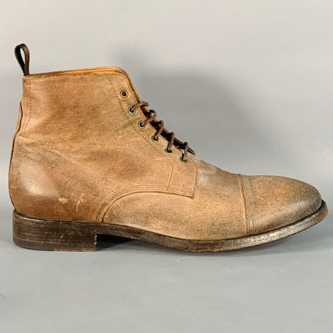 PAUL SMITH Size 9 Brown Antique Leather Cap Toe Lace-Up Boots