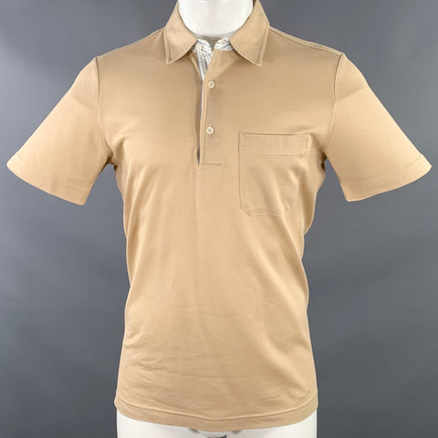 PAL ZILERI Polo à manches courtes en maille piquée beige, blanc et bleu, taille M