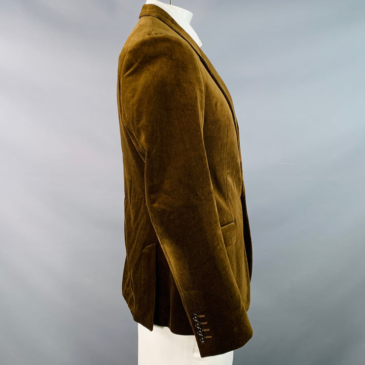 DOLCE & GABBANA Size 44 Regular Brown Velvet Cotton Slim Fit Peak Lapel Sport Coat